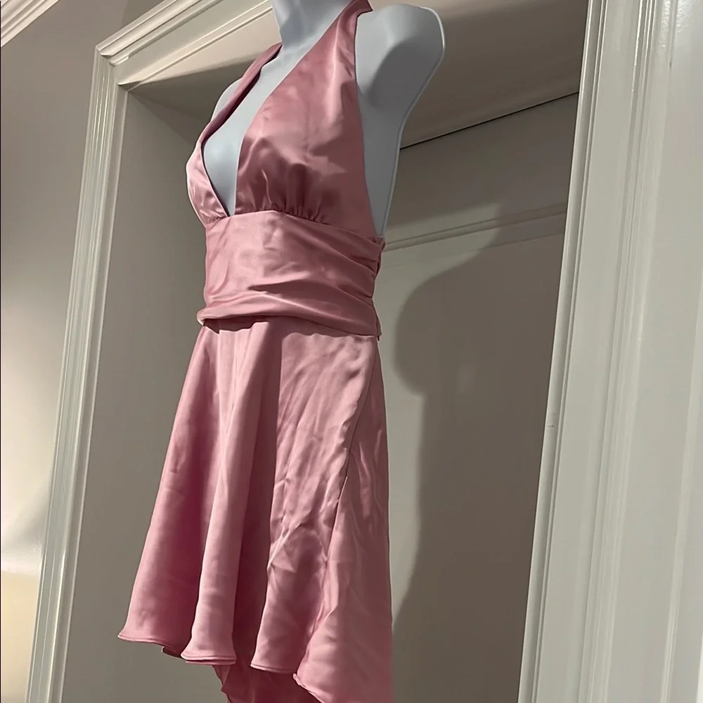 Zara NWT Elegant Pink Halter Dress Size Large - Picture 3 of 5